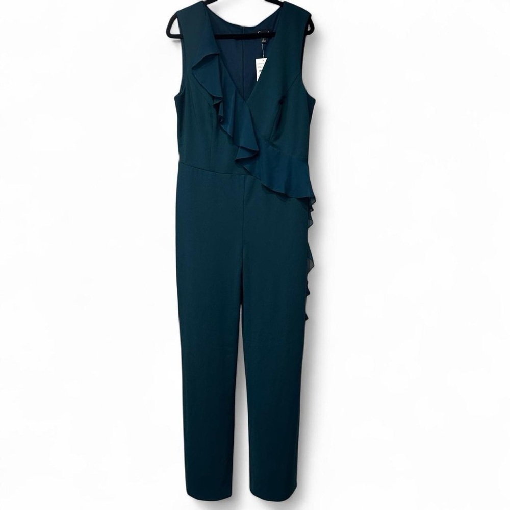 Connected Apparel Teal Ruffle Jumpsuit - Picture 2 of 10